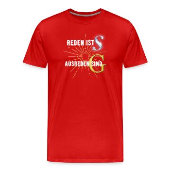 T-Shirt mit Spruch/ lustiger Spruch /Geschenkidee - Männer Premium Bio T-Shirt - Rot - Vorne - Damien (186cm)