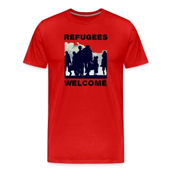 Les réfugiés accueillent la solidarité - T-shirt bio Premium Homme - rouge - Devant - Damien (186cm)