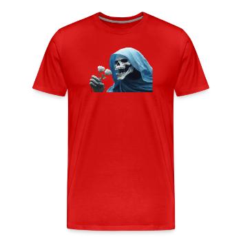 White Rose for the Reaper Skull Skull Cloak - Men's Premium Organic T-Shirt - red - Front - Damien (186cm)