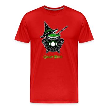 Cauldron Witch Green Witch Cauldron - Men's Premium Organic T-Shirt - red - Front - Damien (186cm)