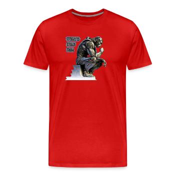 Cogito 02 – Cyborg-Denker Cogito Ergo Sum - Männer Premium Bio T-Shirt - Rot - Vorne - Damien (186cm)