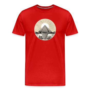 Pyramid 01 - Men's Premium Organic T-Shirt - red - Front - Damien (186cm)