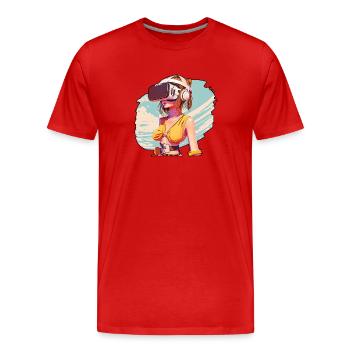 Mädchen VR 01 - Männer Premium Bio T-Shirt - Rot - Vorne - Damien (186cm)