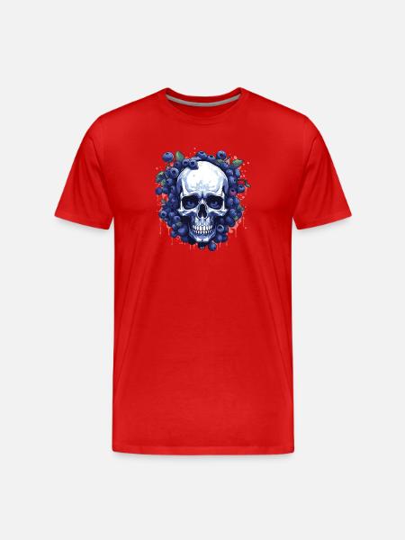 Berry Skull Art Blue - Men's Premium Organic T-Shirt - red