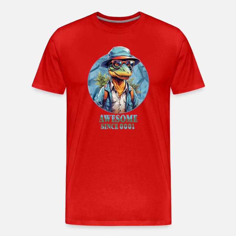 Dinosaurier, T-Rex - Männer Premium Bio T-Shirt - Rot
