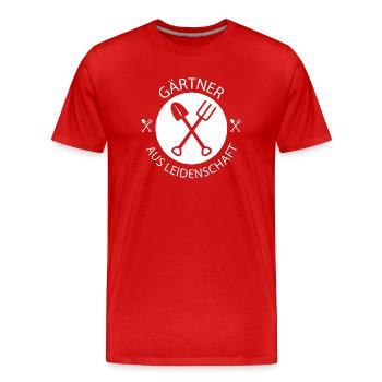 jardinier jardin nature bêche fourche outils travail - T-shirt bio Premium Homme - rouge - Devant - Damien (186cm)
