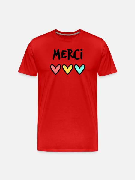 MERCI. THANKS. ANNIVERSAIRE. NAISSANCE. RETRAITE. - T-shirt bio Premium Homme - rouge