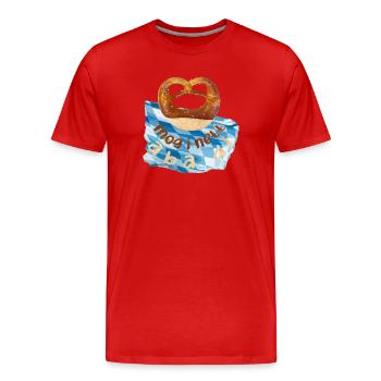 Wiesen Brezel - Männer Premium Bio T-Shirt - Rot - Vorne - Damien (186cm)
