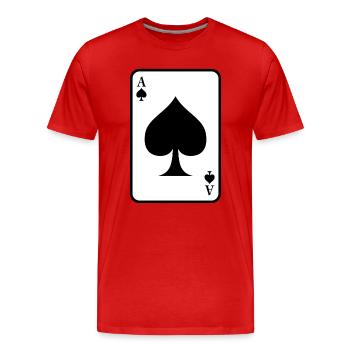 Carte à jouer As de pique - T-shirt bio Premium Homme - rouge - Devant - Damien (186cm)