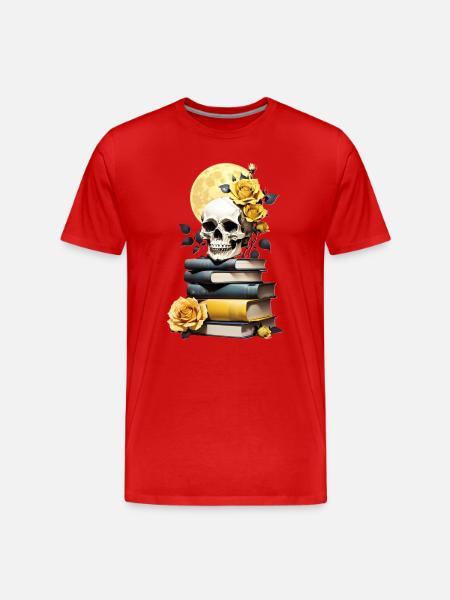 Stack of books with skull - Men's Premium Organic T-Shirt - red