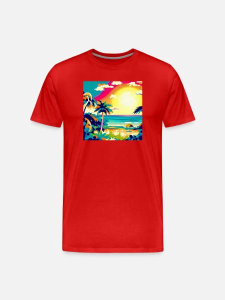 City Pop Sunset - Men's Premium Organic T-Shirt - red