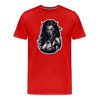 Demon Elf Scar Gaze - Men's Premium Organic T-Shirt - red - Front - Damien (186cm)