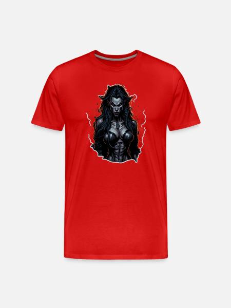 Werwolf Weibchen Dunkle Feuer-Aura - Männer Premium Bio T-Shirt - Rot