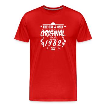 1982 - Baujahr 1982 - Männer Premium Bio T-Shirt - Rot - Vorne - Damien (186cm)