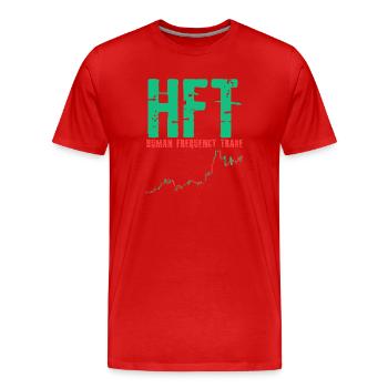 Chemise de trading de fréquence humaine Wall Street parie HFT - T-shirt bio Premium Homme - rouge - Devant - Damien (186cm)