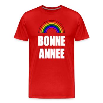 NOËL.BONNE ANNEE. SAINT SYLVESTRE. NOUVELLE ANNÉE. - T-shirt bio Premium Homme - rouge - Devant - Damien (186cm)