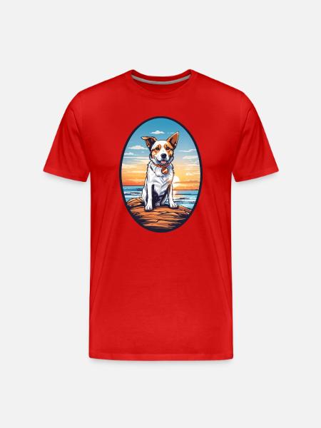 Dog on the beach - Men's Premium Organic T-Shirt - red