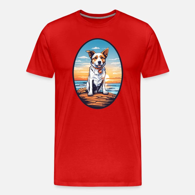 Hund am Strand - Männer Premium Bio T-Shirt - Rot