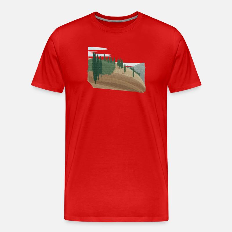 Pinienwald Hügellandschaft mit Struktur (modific.) - Männer Premium Bio T-Shirt - Rot