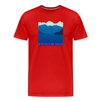 Les montagnes vous appellent | Montagnes et lac - T-shirt bio Premium Homme - rouge - Devant - Damien (186cm)