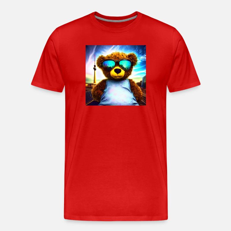 Teddy in Berlin I - Männer Premium Bio T-Shirt - Rot