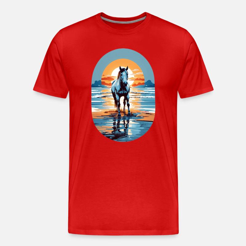Pferd am Strand - Männer Premium Bio T-Shirt - Rot