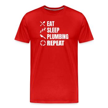Manger, dormir, plomber, répéter - T-shirt bio Premium Homme - rouge - Devant - Damien (186cm)