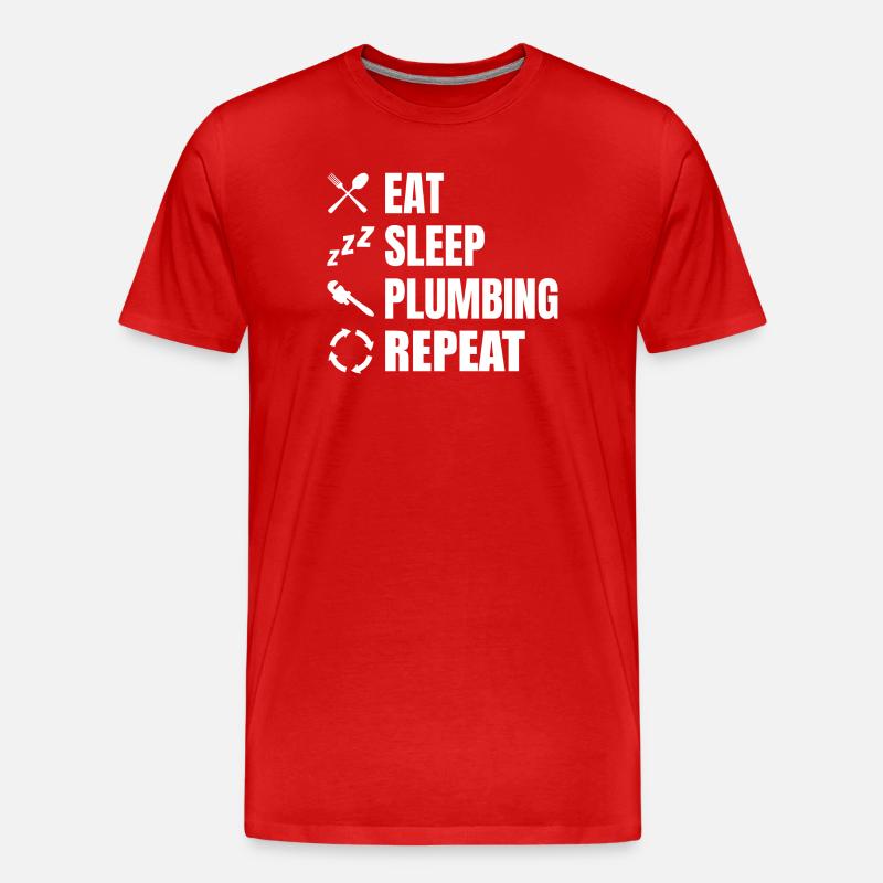 Eating, sleeping, plumbing, repeating - Men's Premium Organic T-Shirt - red