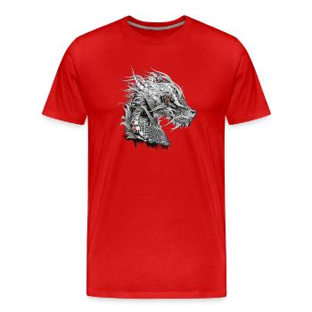 Tête de dragon mystique astucieusement conçue - T-shirt bio Premium Homme - rouge - Devant - Damien (186cm)