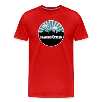 Saarbrücken Blue Hour Skyline - T-shirt bio Premium Homme - rouge - Devant - Damien (186cm)