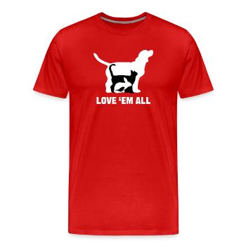 Pets Statement Bunny Dog Cat Stuffed Animal - Men's Premium Organic T-Shirt - red - Front - Damien (186cm)