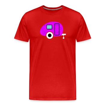 Caravan Wohnwagen Camping Camper Tapete pink Retro - Männer Premium Bio T-Shirt - Rot - Vorne - Damien (186cm)