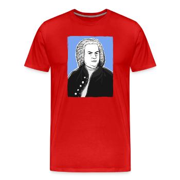 Johann Sebastian Bach in schwarz weiß and blue - Men's Premium Organic T-Shirt - red - Front - Damien (186cm)