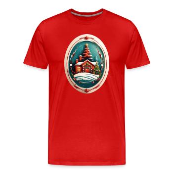 Cabane de Noël - T-shirt bio Premium Homme - rouge - Devant - Damien (186cm)