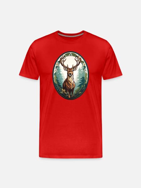 Hirsch - Männer Premium Bio T-Shirt - Rot