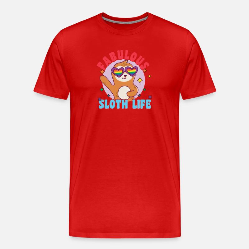 Fabelhaftes Faultier-Leben mit LGBT-Flagge - Männer Premium Bio T-Shirt - Rot