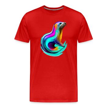 Phoque - T-shirt bio Premium Homme - rouge - Devant - Damien (186cm)