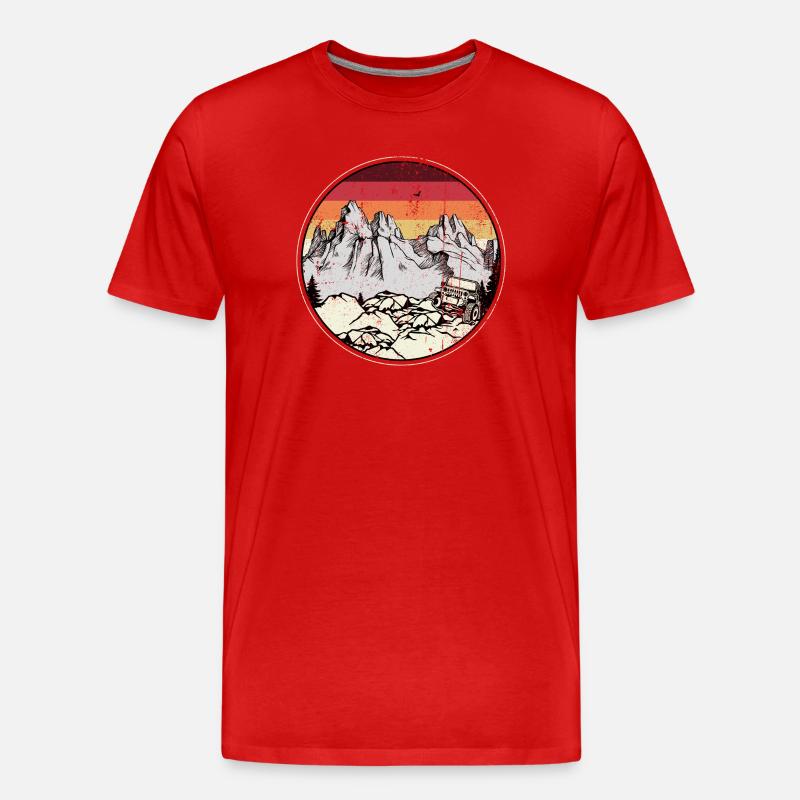 Retro Ridge Offroad-Abenteuer - Männer Premium Bio T-Shirt - Rot