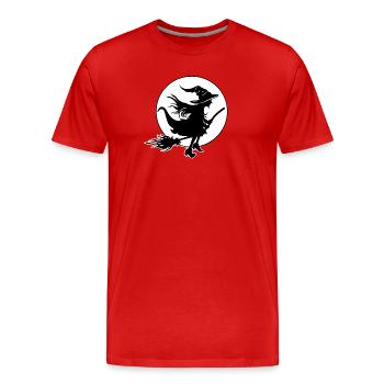 Jeune sorcière devant la pleine lune motif d’Halloween - T-shirt bio Premium Homme - rouge - Devant - Damien (186cm)