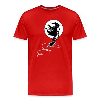 Hexe fliegt im Mondlicht - Halloween Design - Männer Premium Bio T-Shirt - Rot - Vorne - Damien (186cm)