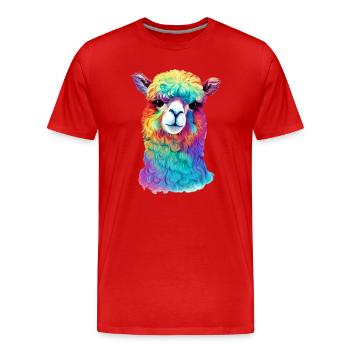 Alpaka - Männer Premium Bio T-Shirt - Rot - Vorne - Damien (186cm)
