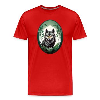 Loup habitant de la forêt - T-shirt bio Premium Homme - rouge - Devant - Damien (186cm)