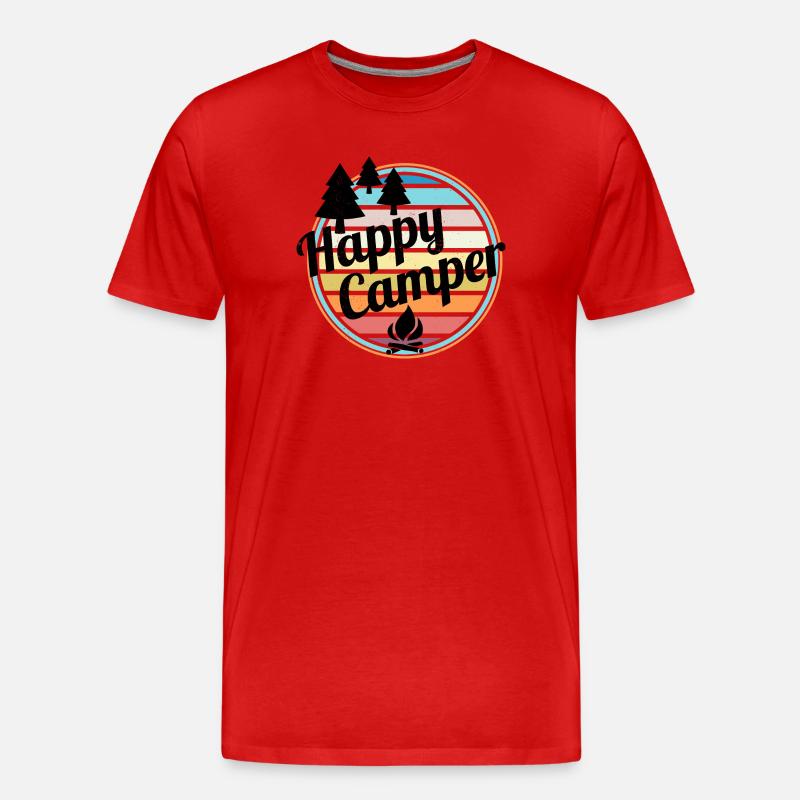 Happy Camper Retro Camping Design - Männer Premium Bio T-Shirt - Rot