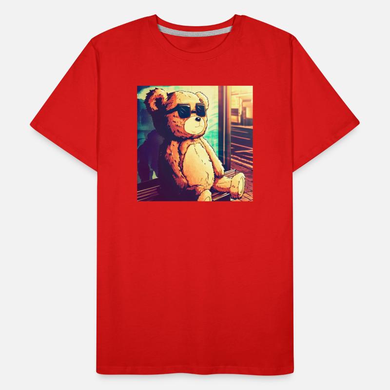 Teddy on Bus Männer Premium Bio T-Shirt