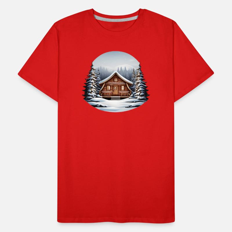 Cabane en bois, cabane de Noël T-shirt bio Premium Homme