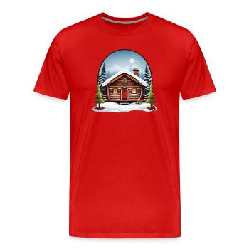 Maison en bois, cabane de Noël - T-shirt bio Premium Homme - rouge - Devant - Damien (186cm)