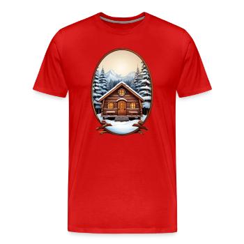 Cabane en bois, maison de Noël - T-shirt bio Premium Homme - rouge - Devant - Damien (186cm)