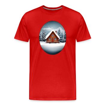 Maison en bois, cabane de Noël - T-shirt bio Premium Homme - rouge - Devant - Damien (186cm)