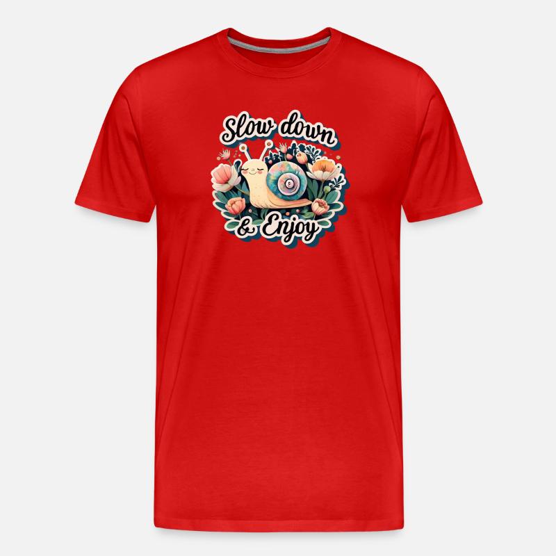 slow down an enjoy - Männer Premium Bio T-Shirt - Rot