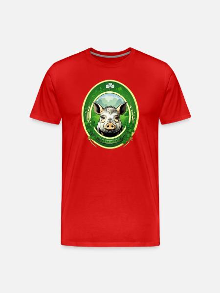 Cochon chanceux avec trèfles - T-shirt bio Premium Homme - rouge